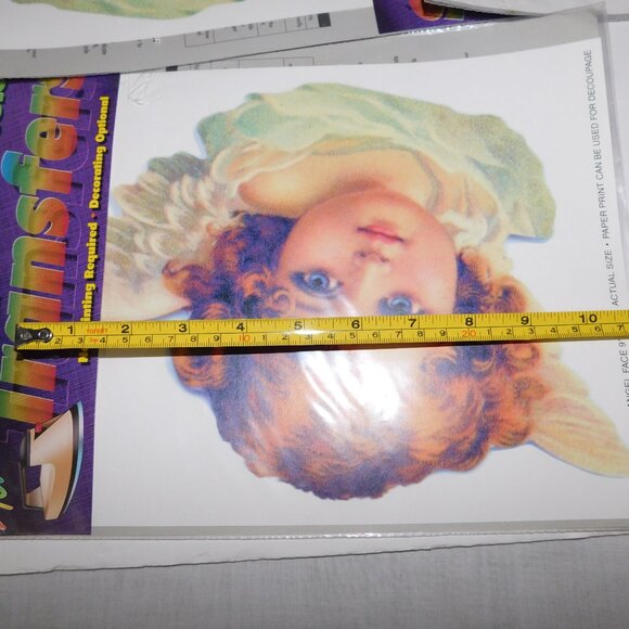 Lot 5 Vintage Jones Tones Iron On Heat Transfers ANGEL FACE Cherub 9" x 12" NEW - Picture 4 of 6